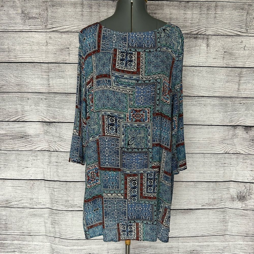 J. Jill patchwork blue tunic top size medium